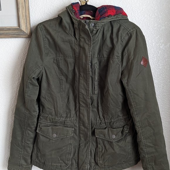 Hollister Jackets & Coats Hollister Army Green Jacket W Buffalo Plaid Lining Poshmark